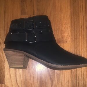Black Ankle Boots with Buckle Detail